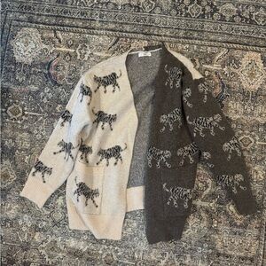 Shop Talulah women’s Beige and Brown Tiger Pattern Cardigan Sweater
